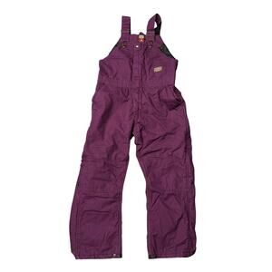 CE Schmidt Duck Canvas Overalls Quilt Lined Pants Womens Large Short Purple